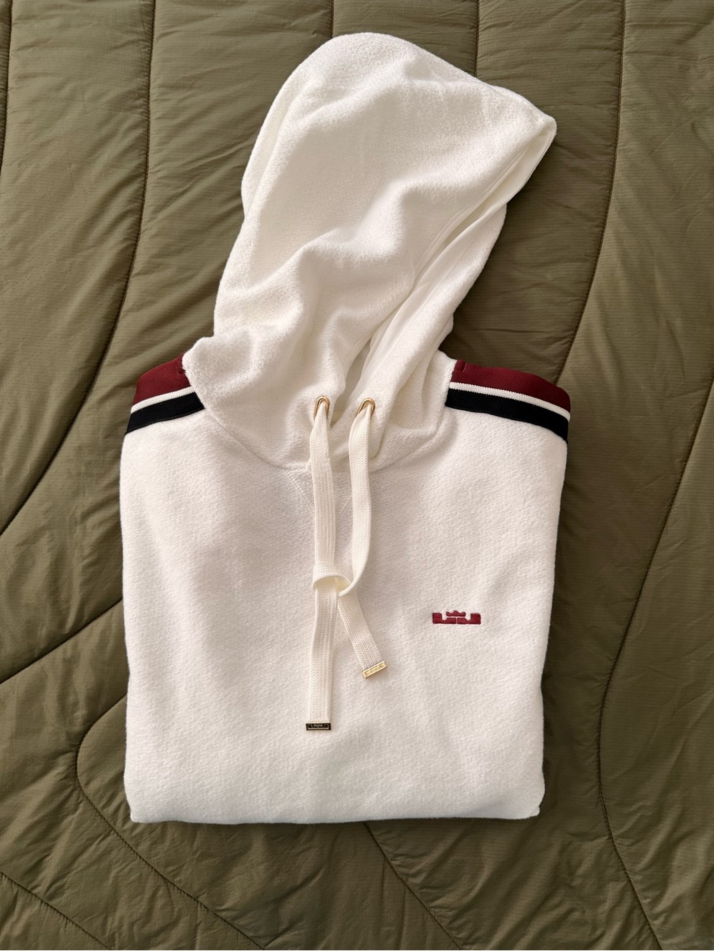 Nike LeBron James 'Forever King' Hoodie with maroon and black stripe sleeves